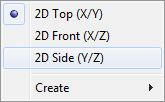 The context menu of a 2D view.