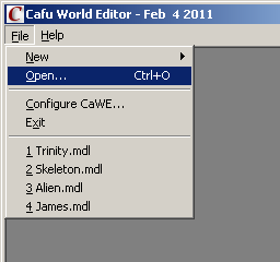 Start the Model Editor via the File-New or File-Open menu items.